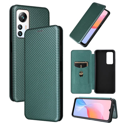 For Blackview A85 Carbon Fiber Texture Flip Leather Phone Case(Green) - More Brand by buy2fix | Online Shopping UK | buy2fix