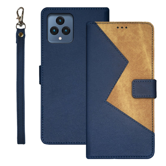 For T-Mobile REVVL 6 5G idewei Two-color Splicing Leather Phone Case(Blue) - More Brand by idewei | Online Shopping UK | buy2fix