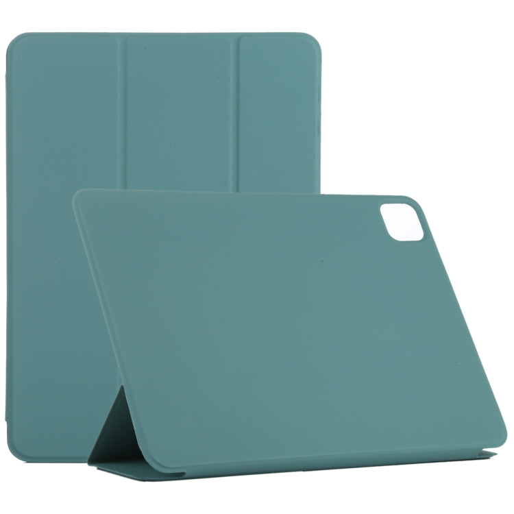 For iPad Air 13 2024 / Pro 12.9 2020 Non-buckle Double-sided Magnetic Flip Leather Tablet Case With Holder & Sleep / Wake-up Function(Green) - iPad Pro 12.9 (2020) Cases by buy2fix | Online Shopping UK | buy2fix