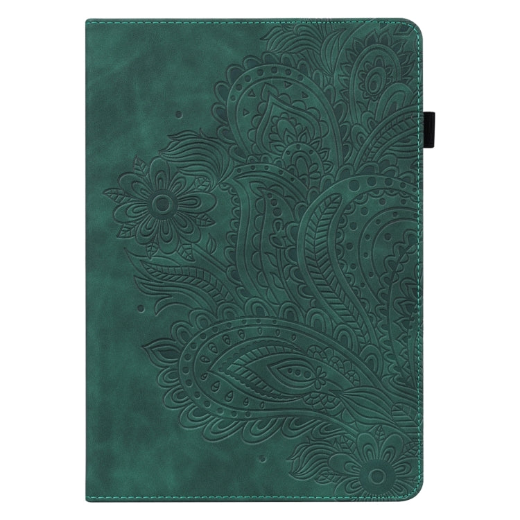 For Samsung Galaxy Tab S9 / S9 FE Peacock Embossed Pattern Leather Tablet Case(Green) - Galaxy Tab S9 Cases by buy2fix | Online Shopping UK | buy2fix