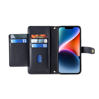 For Realme C55 4G Sheep Texture Cross-body Zipper Wallet Leather Phone Case(Black) - OPPO Cases by buy2fix | Online Shopping UK | buy2fix