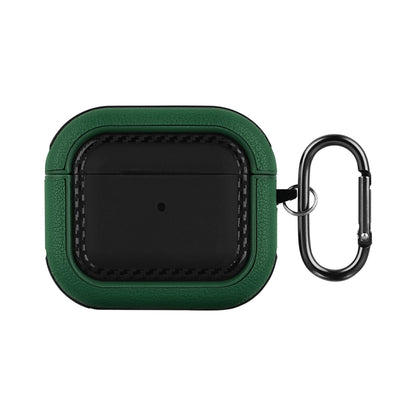 For AirPods 3 Leather Texture Earphone Protective Case(Black Green) - For AirPods 3 by buy2fix | Online Shopping UK | buy2fix