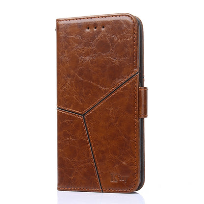 For Blackview A52 Geometric Stitching Flip Leather Phone Case(Light Brown) - More Brand by buy2fix | Online Shopping UK | buy2fix