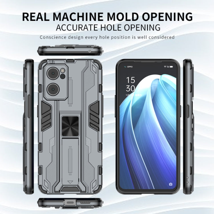 For OPP Reno7 5G Supersonic PC + TPU Shock-proof Protective Phone Case with Holder(Blue) - OPPO Cases by buy2fix | Online Shopping UK | buy2fix