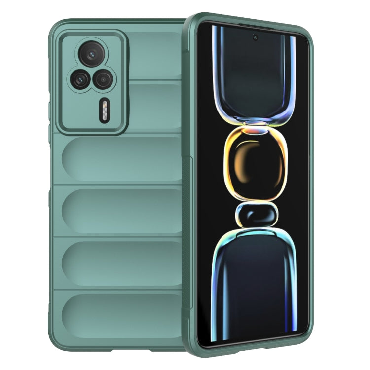 For Xiaomi Redmi K60E 5G Magic Shield TPU + Flannel Phone Case(Dark Green) - Xiaomi Cases by buy2fix | Online Shopping UK | buy2fix