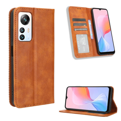 For Blackview A85 Magnetic Buckle Retro Texture Leather Phone Case(Brown) - More Brand by buy2fix | Online Shopping UK | buy2fix