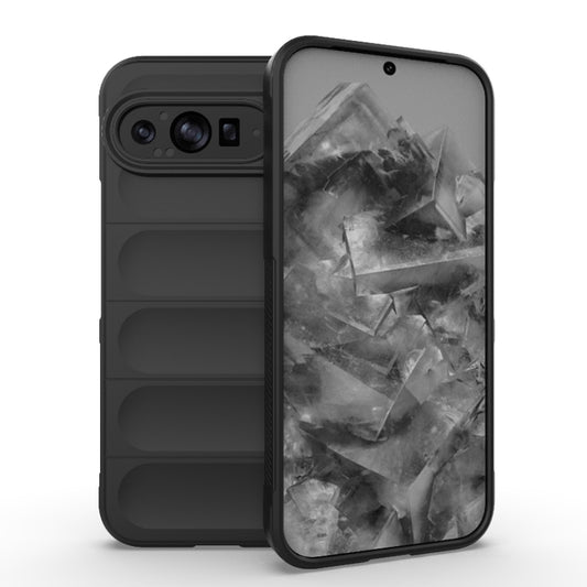 For Google Pixel 9 Pro XL 5G Magic Shield TPU + Flannel Phone Case(Black) - Google Cases by buy2fix | Online Shopping UK | buy2fix