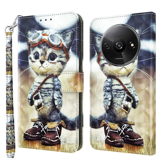 For Xiaomi Redmi A3 3D Painted Pattern Leather Phone Case(Naughty Cat) - Xiaomi Cases by buy2fix | Online Shopping UK | buy2fix