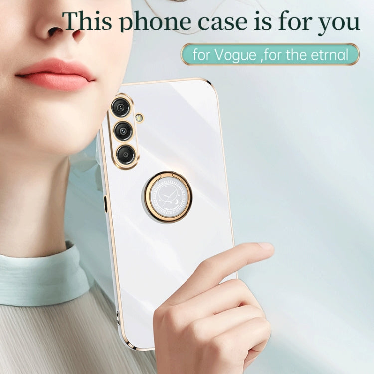 For Samsung Galaxy S23 FE 5G XINLI Straight Edge 6D Electroplate TPU Phone Case with Ring Holder(Mint Green) - Galaxy S23 FE 5G Cases by XINLI | Online Shopping UK | buy2fix