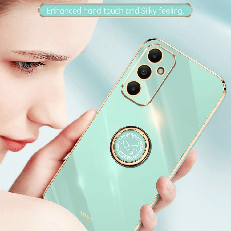 For Samsung Galaxy A05s XINLI Straight Edge 6D Electroplate TPU Phone Case with Ring Holder(Mint Green) - Galaxy Phone Cases by XINLI | Online Shopping UK | buy2fix