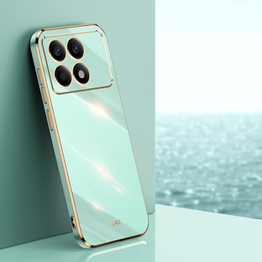 For Xiaomi Redmi K70 XINLI Straight Edge 6D Electroplate TPU Phone Case(Mint Green) - K70 Cases by XINLI | Online Shopping UK | buy2fix