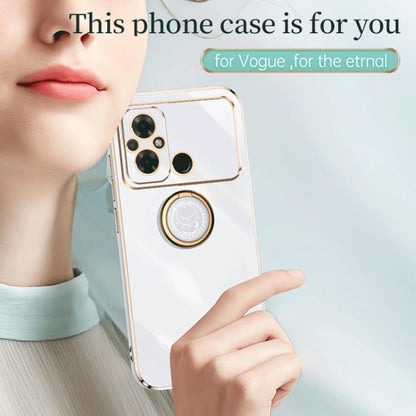 For Xiaomi Poco C55 4G XINLI Straight Edge 6D Electroplate TPU Phone Case with Ring Holder(Hawthorn Red) - Xiaomi Cases by XINLI | Online Shopping UK | buy2fix