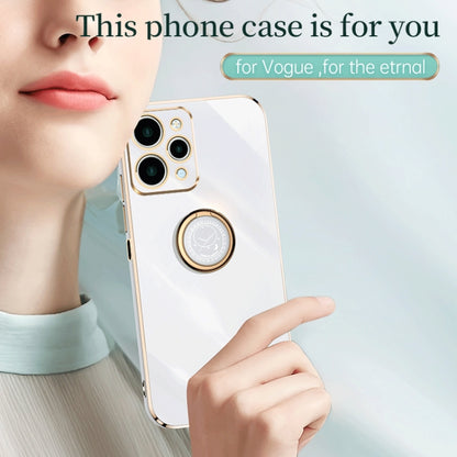 For Xiaomi Redmi 12 4G XINLI Straight Edge 6D Electroplate TPU Phone Case with Ring Holder(White) - Xiaomi Cases by XINLI | Online Shopping UK | buy2fix