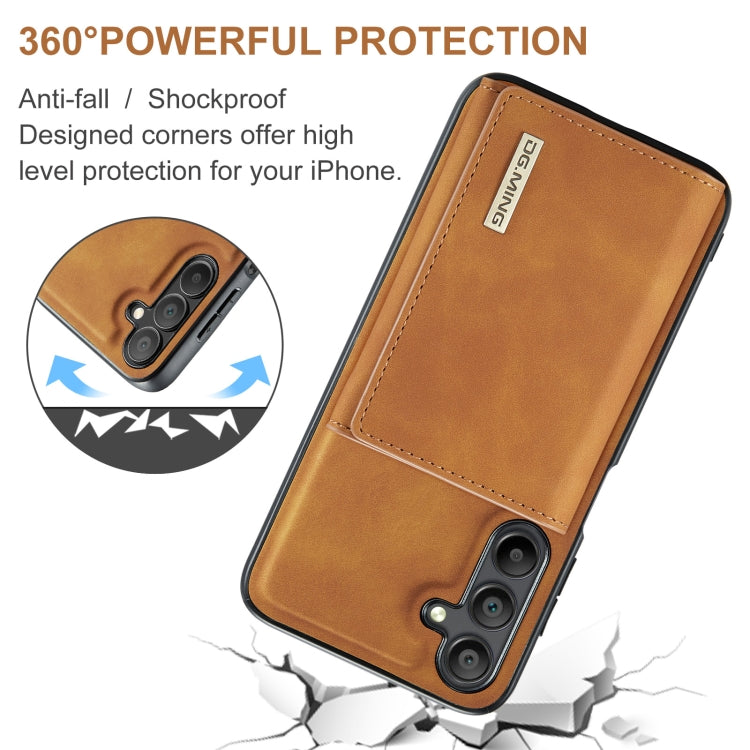 For Samsung Galaxy A15 5G / A15 4G DG.MING M1 Series 3-Fold Multi Card Wallet + Magnetic Phone Case(Brown) - Galaxy Phone Cases by DG.MING | Online Shopping UK | buy2fix