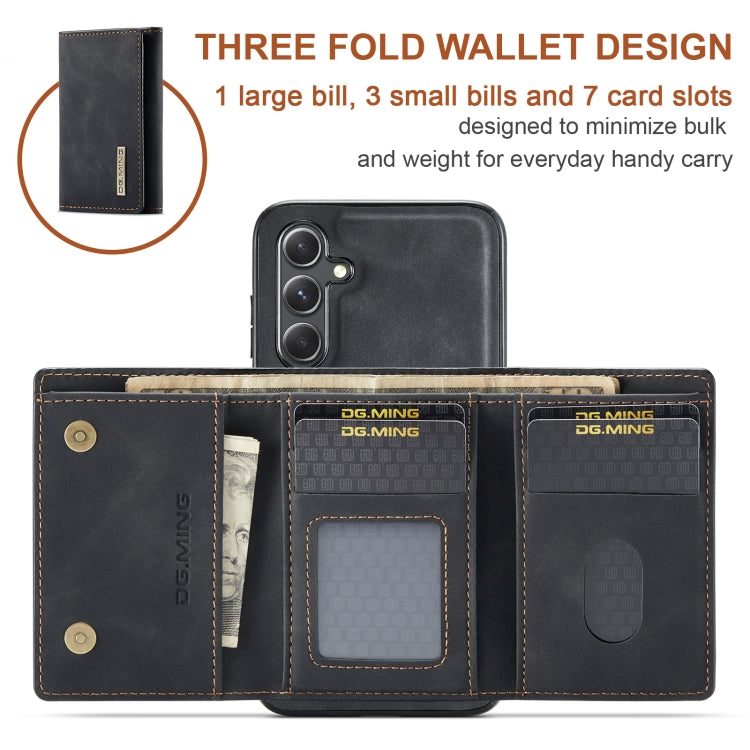 For Samsung Galaxy A55 5G DG.MING M1 Series 3-Fold Multi Card Wallet + Magnetic Phone Case(Black) - Galaxy Phone Cases by DG.MING | Online Shopping UK | buy2fix