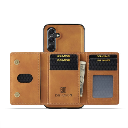 For Samsung Galaxy A34 5G DG.MING M2 Series 3-Fold Multi Card Bag + Magnetic Phone Case(Brown) - Galaxy Phone Cases by DG.MING | Online Shopping UK | buy2fix