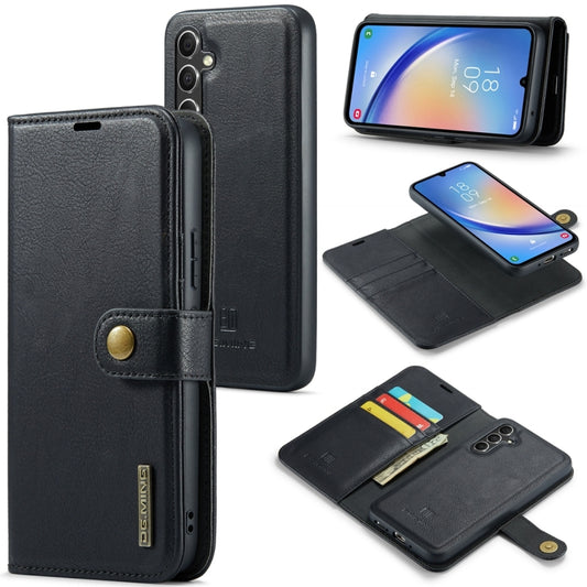 For Samsung Galaxy A34 5G DG.MING Crazy Horse Texture Detachable Magnetic Leather Case(Black) - Galaxy Phone Cases by DG.MING | Online Shopping UK | buy2fix