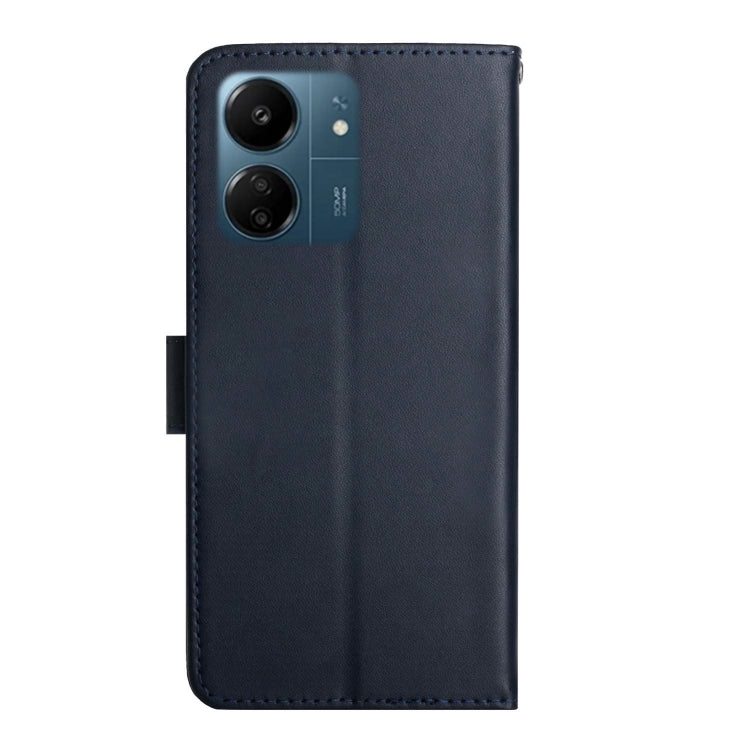 For Xiaomi Redmi 13C 4G Genuine Leather Fingerprint-proof Flip Phone Case(Blue) - 13C Cases by buy2fix | Online Shopping UK | buy2fix