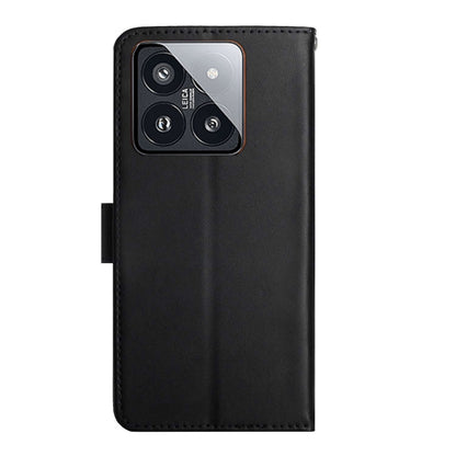 For Xiaomi 14 Genuine Leather Fingerprint-proof Flip Phone Case(Black) - 14 Cases by buy2fix | Online Shopping UK | buy2fix