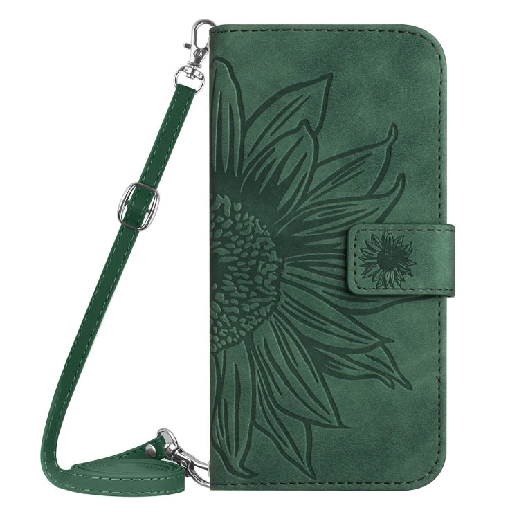 For Xiaomi 13T / 13T Pro Skin Feel Sun Flower Embossed Flip Leather Phone Case with Lanyard(Green) - Xiaomi Cases by buy2fix | Online Shopping UK | buy2fix