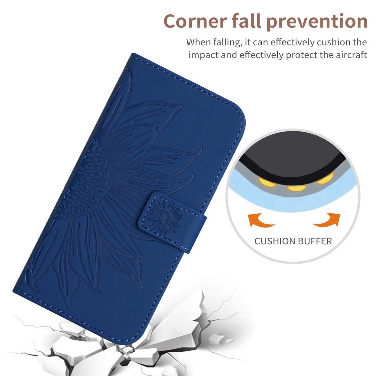 For Xiaomi 13T / 13T Pro Skin Feel Sun Flower Embossed Flip Leather Phone Case with Lanyard(Dark Blue) - Xiaomi Cases by buy2fix | Online Shopping UK | buy2fix