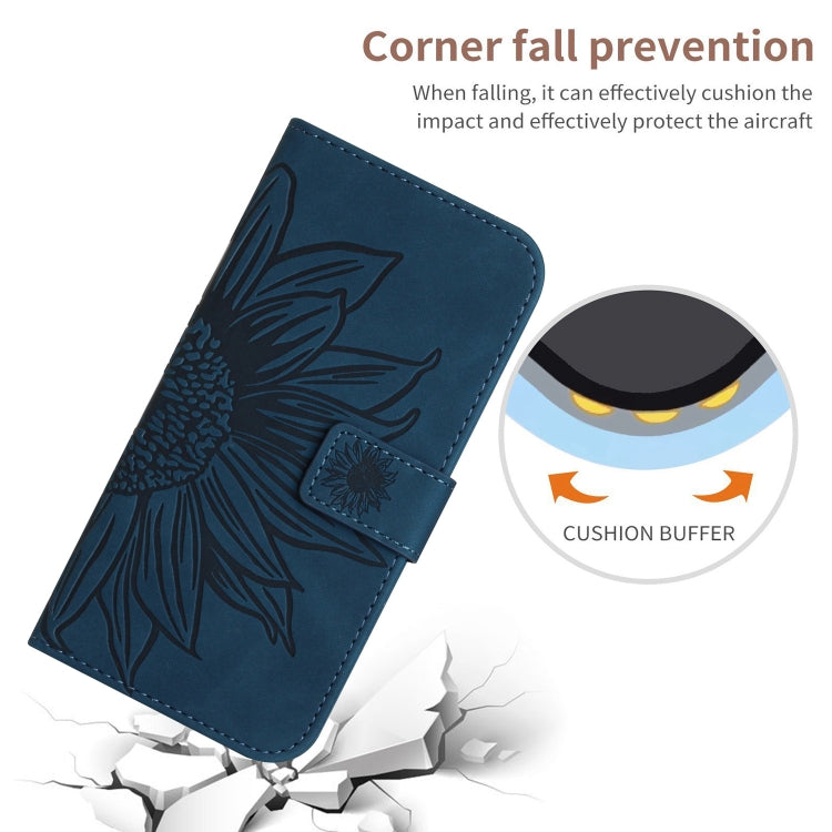 For Xiaomi Redmi 13C 4G Skin Feel Sun Flower Embossed Flip Leather Phone Case with Lanyard(Inky Blue) - 13C Cases by buy2fix | Online Shopping UK | buy2fix