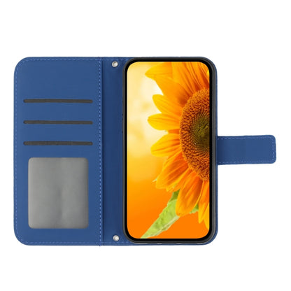 For Xiaomi 14 Pro Skin Feel Sun Flower Embossed Flip Leather Phone Case with Lanyard(Dark Blue) - 14 Pro Cases by buy2fix | Online Shopping UK | buy2fix
