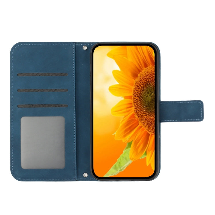 For Xiaomi Redmi A3 Skin Feel Sun Flower Embossed Flip Leather Phone Case with Lanyard(Inky Blue) - Xiaomi Cases by buy2fix | Online Shopping UK | buy2fix