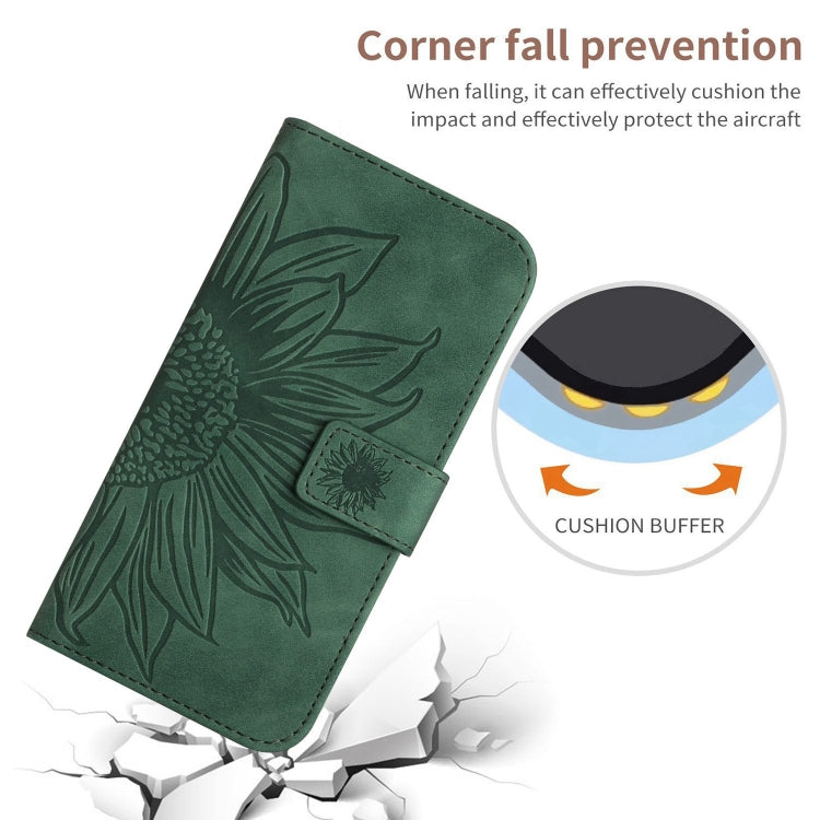 For Xiaomi Redmi A3 Skin Feel Sun Flower Embossed Flip Leather Phone Case with Lanyard(Green) - Xiaomi Cases by buy2fix | Online Shopping UK | buy2fix