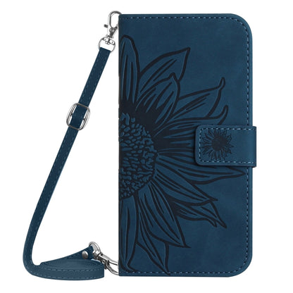 For Xiaomi Redmi Note 13 Pro 4G Global Skin Feel Sun Flower Embossed Flip Leather Phone Case with Lanyard(Inky Blue) - Note 13 Pro Cases by buy2fix | Online Shopping UK | buy2fix