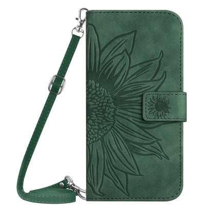 For Xiaomi 14 Ultra Skin Feel Sun Flower Embossed Flip Leather Phone Case with Lanyard(Green) - 14 Ultra Cases by buy2fix | Online Shopping UK | buy2fix