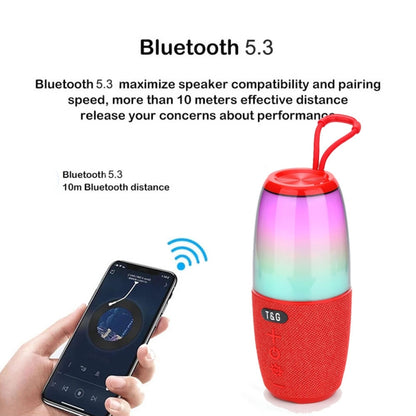 T&G TG644 5W High Power RGB Light Portable Bluetooth Speaker(Red) - Waterproof Speaker by T&G | Online Shopping UK | buy2fix