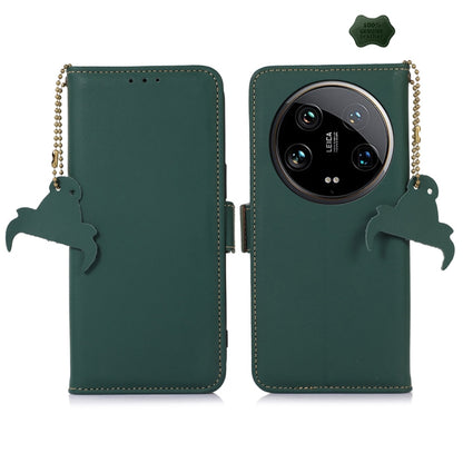 For Xiaomi 14 Ultra Genuine Leather Magnetic RFID Leather Phone Case(Green) - 14 Ultra Cases by buy2fix | Online Shopping UK | buy2fix