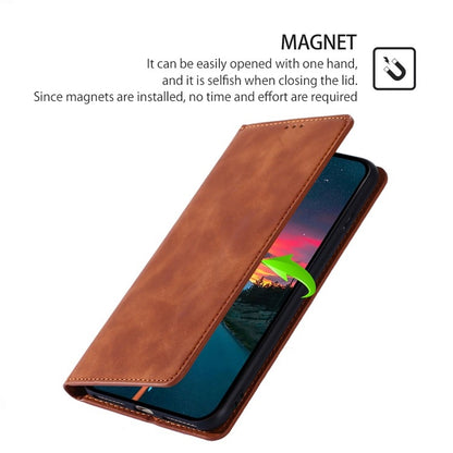 For Xiaomi Redmi Note 13 4G Skin Feel Magnetic Leather Phone Case(Light Brown) - Note 13 Cases by buy2fix | Online Shopping UK | buy2fix