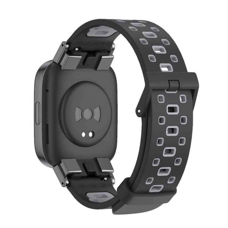 For Redmi Watch 3 Mijobs Square Hole Breathable TPU Watch Band(Black Grey) - Watch Bands by MIJOBS | Online Shopping UK | buy2fix