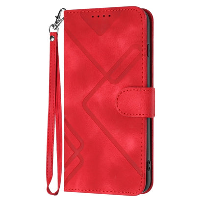 For Google Pixel 9 Pro Line Pattern Skin Feel Leather Phone Case(Red) - Google Cases by buy2fix | Online Shopping UK | buy2fix