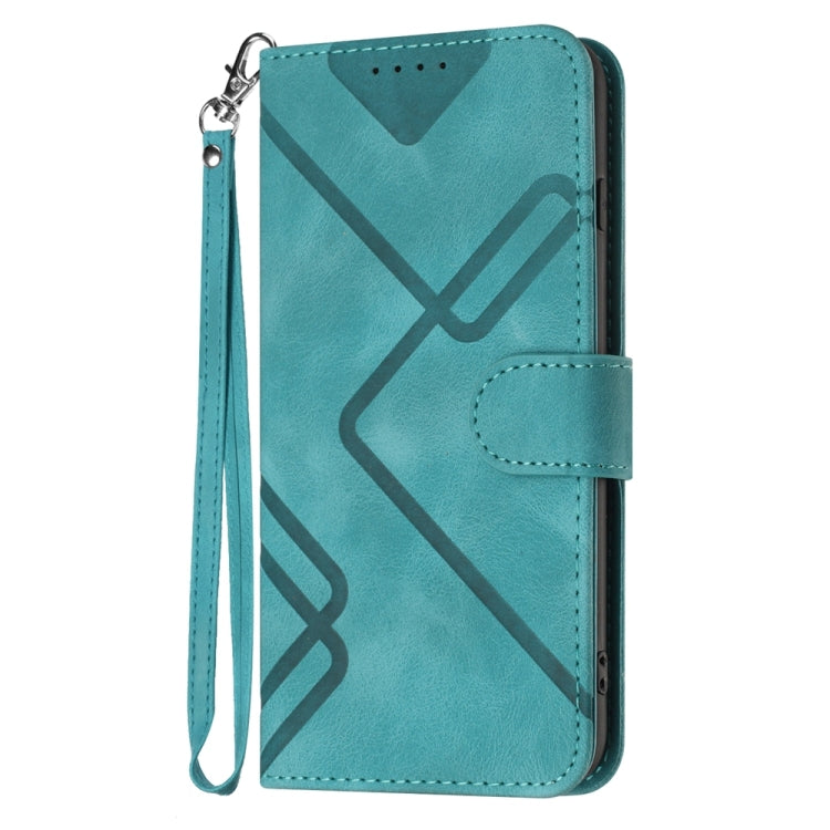 For iPhone 16 Pro Line Pattern Skin Feel Leather Phone Case(Light Blue) - iPhone 16 Pro Cases by buy2fix | Online Shopping UK | buy2fix