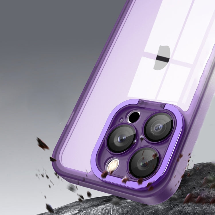 For iPhone 15 Invisible Lens Bracket Matte Transparent MagSafe Phone Case(Purple) - iPhone 15 Cases by buy2fix | Online Shopping UK | buy2fix