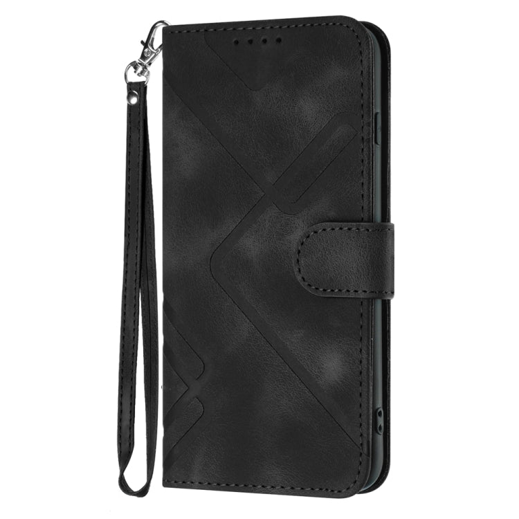 For Motorola Edge 5G 2024 Line Pattern Skin Feel Leather Phone Case(Black) - Motorola Cases by buy2fix | Online Shopping UK | buy2fix