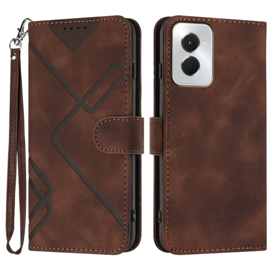 For Motorola Moto G Power 5G 2024 Line Pattern Skin Feel Leather Phone Case(Coffee) - Motorola Cases by buy2fix | Online Shopping UK | buy2fix