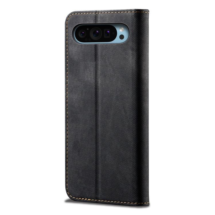 For Google Pixel 9 / 9 Pro Denim Texture Casual Style Horizontal Flip Leather Case(Black) - Google Cases by buy2fix | Online Shopping UK | buy2fix