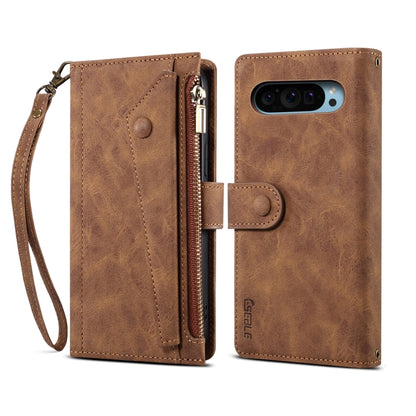 For Google Pixel 9 / 9 Pro ESEBLE Retro Frosted RFID Flip Leather Phone Case(Brown) - Google Cases by ESEBLE | Online Shopping UK | buy2fix