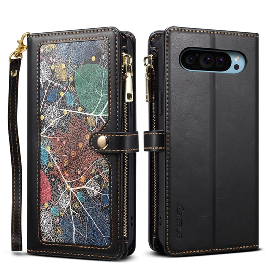 For Google Pixel 9 / 9 Pro ESEBLE Star Series Lanyard Zipper Wallet RFID Leather Case(Black) - Google Cases by ESEBLE | Online Shopping UK | buy2fix