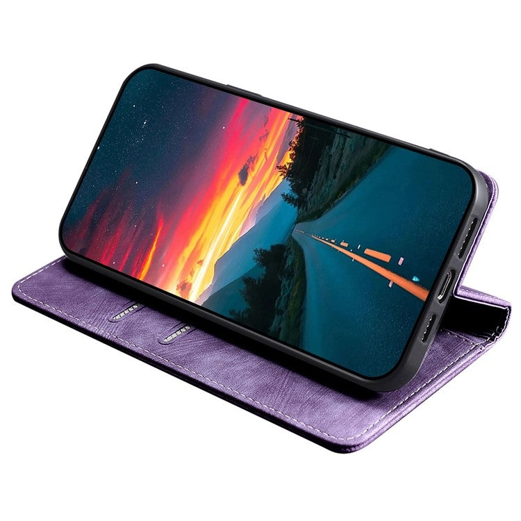 For Xiaomi 14 RFID Anti-theft Brush Magnetic Leather Phone Case(Purple) - 14 Cases by buy2fix | Online Shopping UK | buy2fix