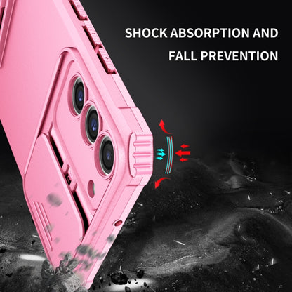 For Samsung Galaxy S22+ 5G Stereoscopic Holder Sliding Camshield Phone Case(Pink) - Galaxy S22+ 5G Cases by buy2fix | Online Shopping UK | buy2fix