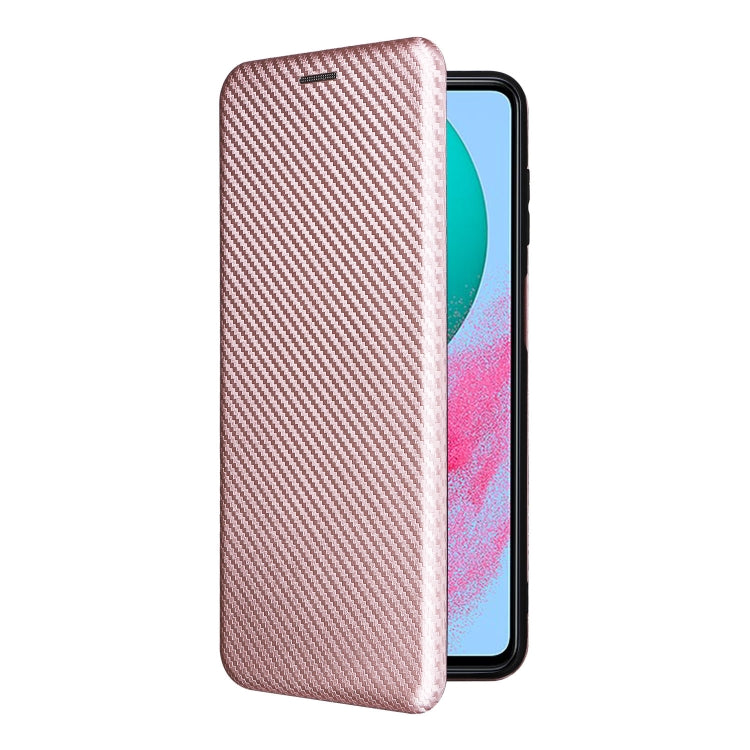 For Samsung Galaxy M54 5G Carbon Fiber Texture Flip Leather Phone Case(Pink) - Galaxy Phone Cases by buy2fix | Online Shopping UK | buy2fix