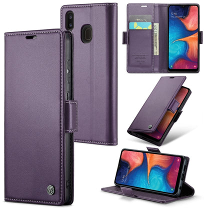 For Samsung Galaxy A40 CaseMe 023 Butterfly Buckle Litchi Texture RFID Anti-theft Leather Phone Case(Pearly Purple) - Galaxy Phone Cases by CaseMe | Online Shopping UK | buy2fix