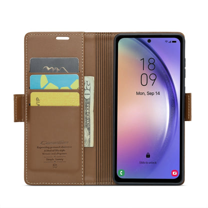 For Samsung Galaxy A54 5G CaseMe 023 Butterfly Buckle Litchi Texture RFID Anti-theft Leather Phone Case(Brown) - Galaxy Phone Cases by CaseMe | Online Shopping UK | buy2fix