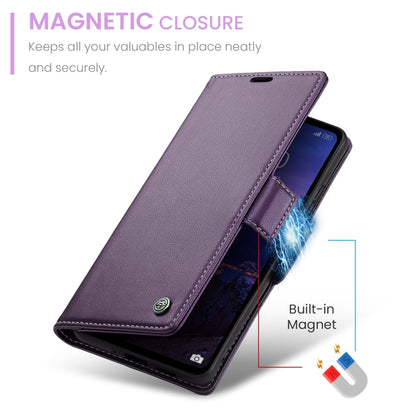 For Xiaomi Redmi 12 4G／12 5G／Note 12R／POCO M6 Pro 5G CaseMe 023 Butterfly Buckle Litchi Texture RFID Anti-theft Leather Phone Case(Pearly Purple) - Xiaomi Cases by CaseMe | Online Shopping UK | buy2fix