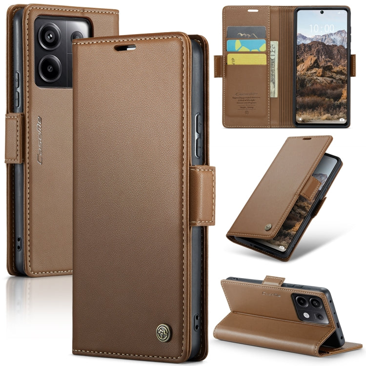 For Xiaomi Redmi Note 13 Pro 5G CaseMe 023 Butterfly Buckle Litchi Texture RFID Anti-theft Leather Phone Case(Brown) - Xiaomi Cases by CaseMe | Online Shopping UK | buy2fix